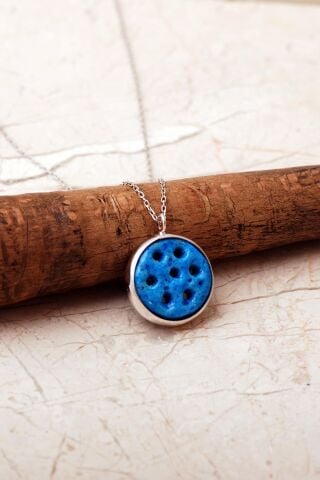 Süryani Nazar Boncuğu Rodyumlu Gümüş Kolye 7942