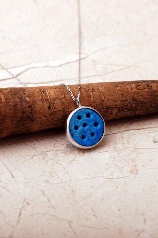 Süryani Nazar Boncuğu Rodyumlu Gümüş Kolye 7942