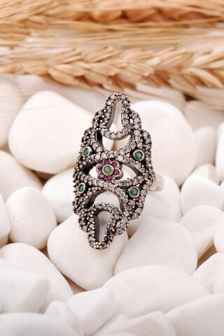 Tasarım Elişi Gümüş Yüzük 123