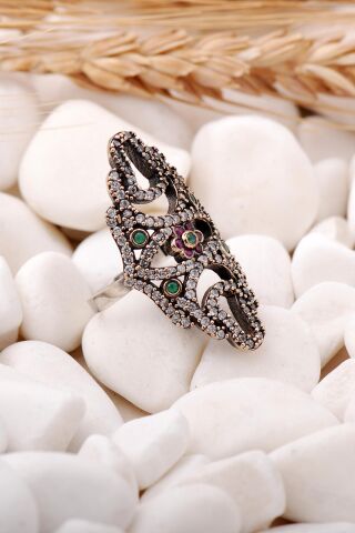 Tasarım Elişi Gümüş Yüzük 123