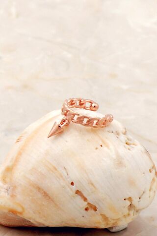 Piramit Rose Gümüş Kıkırdak Küpe 5342