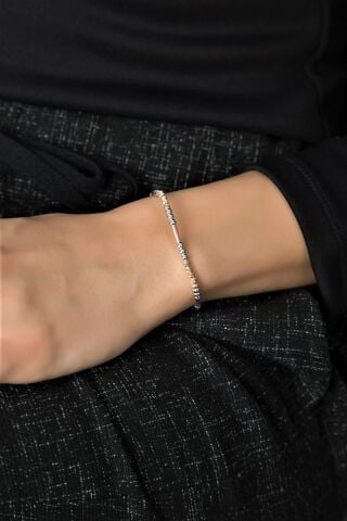 Dorika Toplu Altın Yaldızlı Gümüş Bileklik 3286