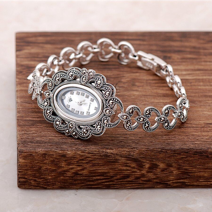 Markazit Taşlı Gümüş Saat 135