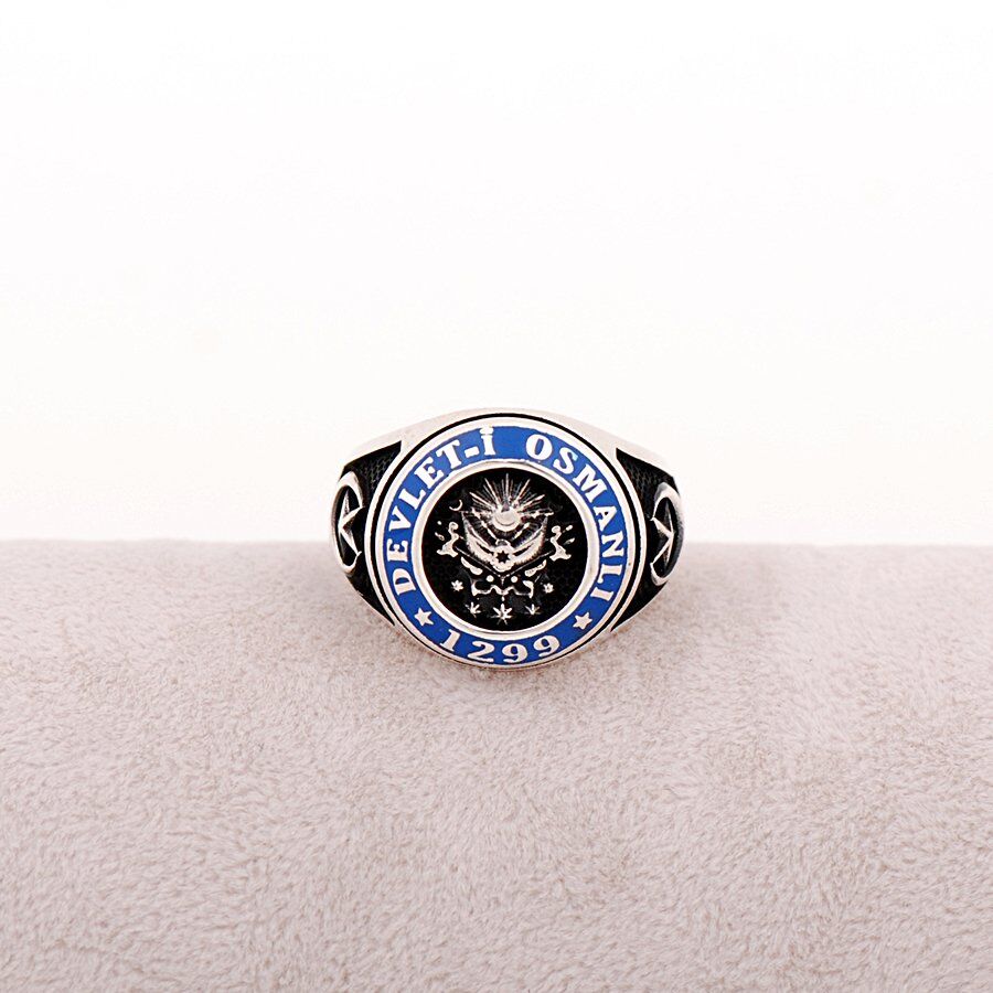 Osmanlı Arması Tasarım Gümüş Erkek Yüzük 1117