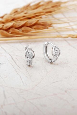 Damla Rodyumlu Gümüş Mini Halka Küpe 7302