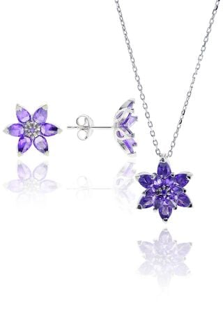 Lotus Çiçeği Tasarım Gümüş Set 2103