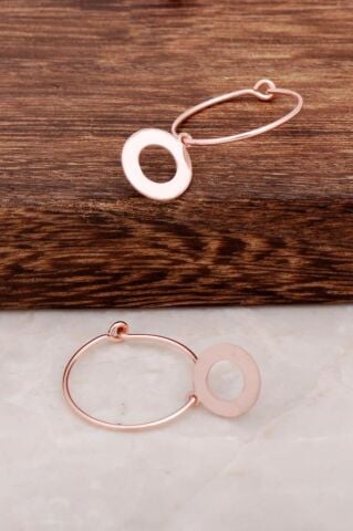 Halka Tasarım Rose Gümüş Küpe 4565