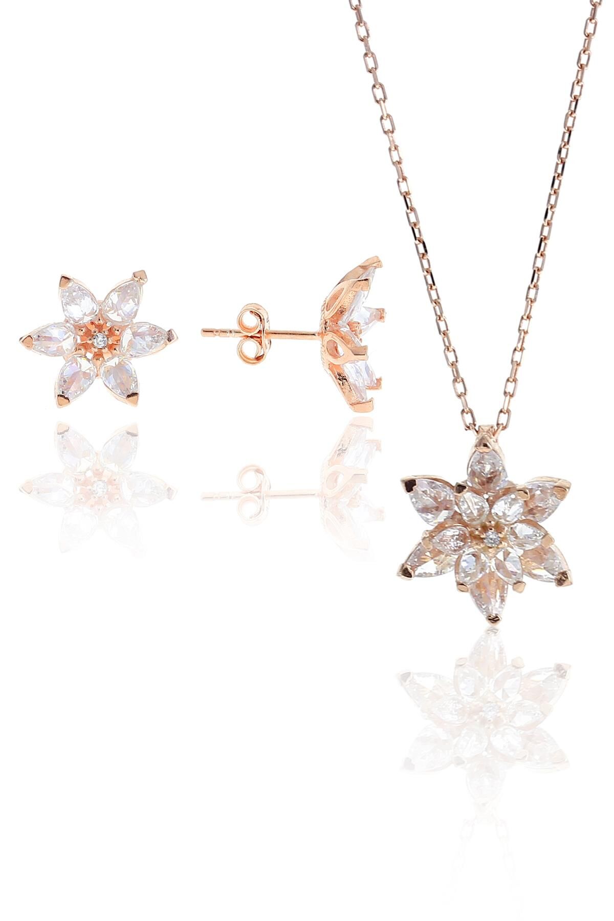 Lotus Çiçeği Rose Gümüş Tasarım Set 2105