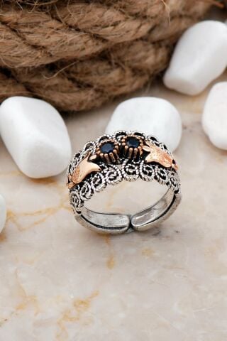 Telkari Elişi Taşlı Laleli Gümüş Yüzük 3250