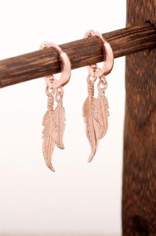 Yaprak Tasarım Rose Gümüş Küpe 4179