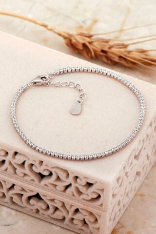 Su Yolu İnce Rodyumlu Gümüş Bileklik 4646