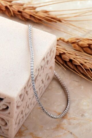 Su Yolu İnce Rodyumlu Gümüş Bileklik 4646