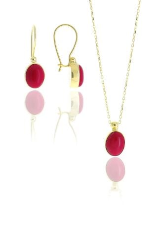 Mercan Altın Yaldızlı Gümüş Tasarım Set 2109