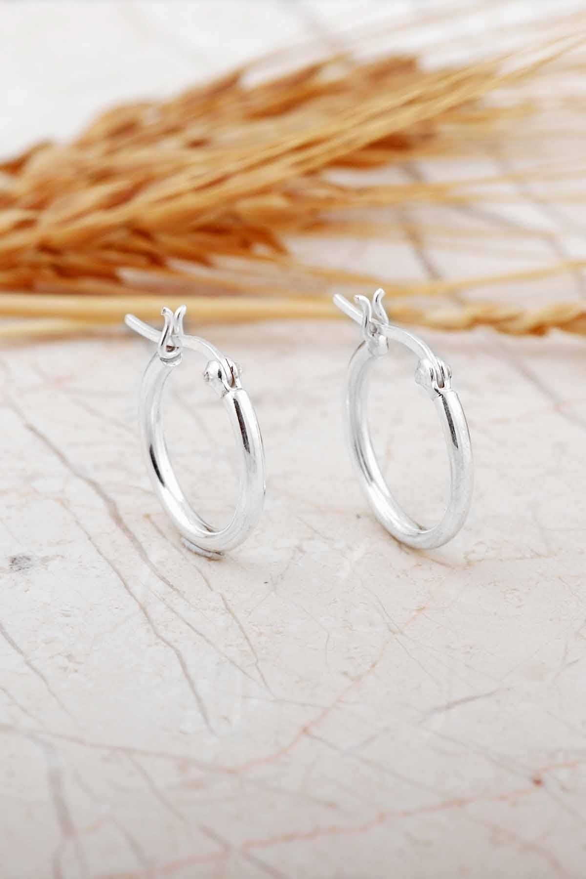 15 Mm İnce Gümüş Halka Küpe 7310