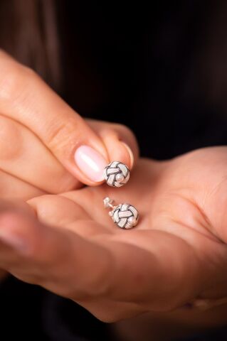 Kazaziye El Sarması Mini Gümüş Küpe 491