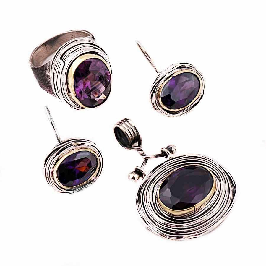 Sarma Ametist Taşlı Gümüş Set 863