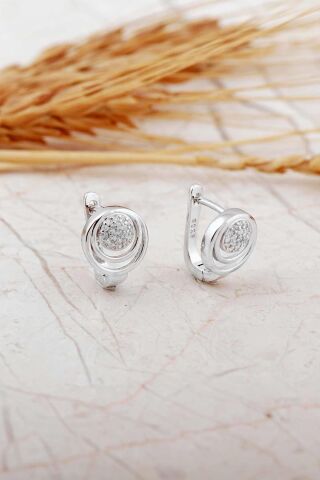 Halka Tasarım Rodyumlu Gümüş J Küpe 7319