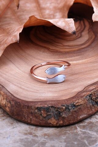 Rose Gümüş Balık Tasarım Yüzük 2911