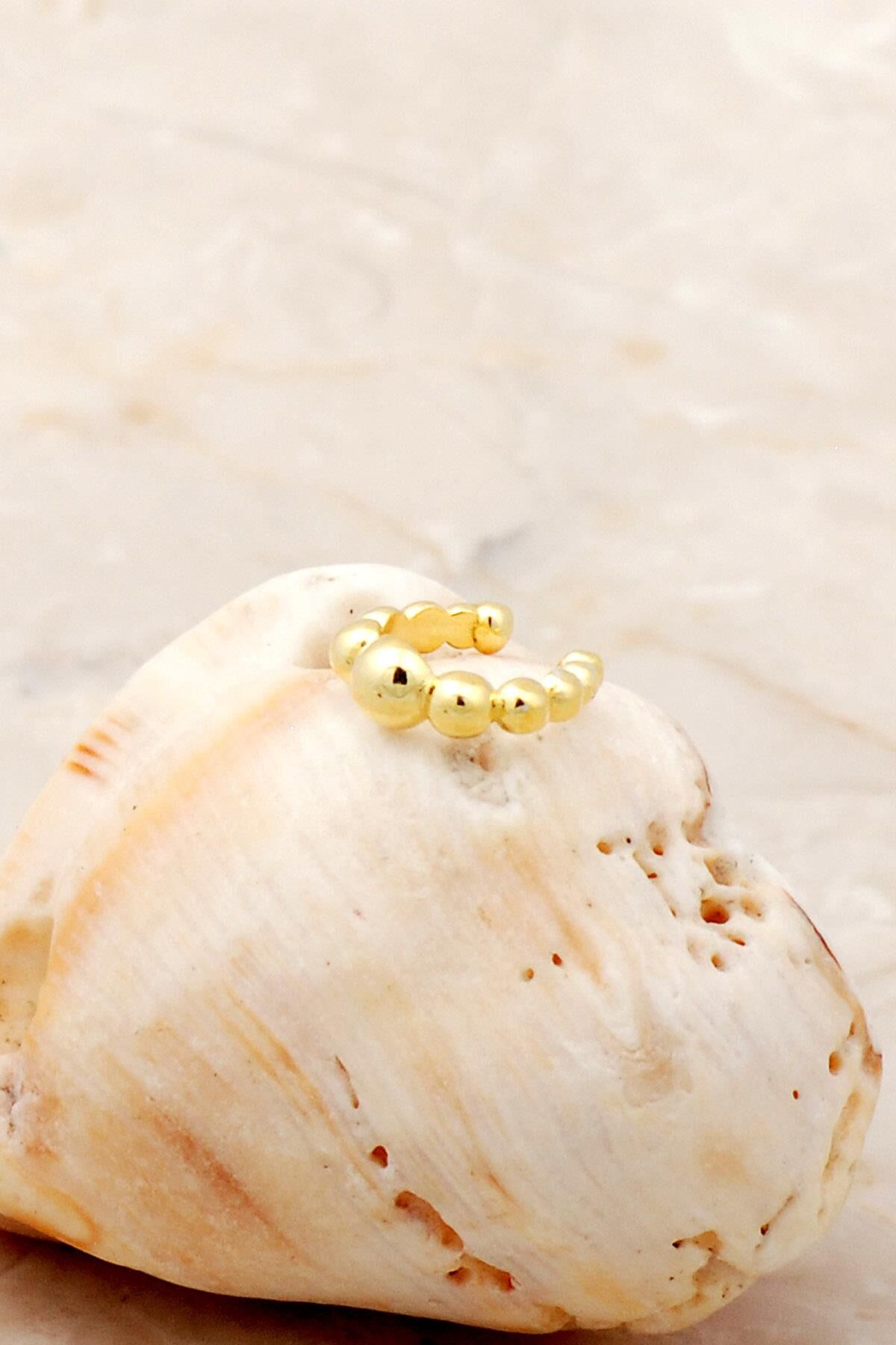 Toplu Altın Yaldızlı Gümüş Kıkırdak Küpe 5364