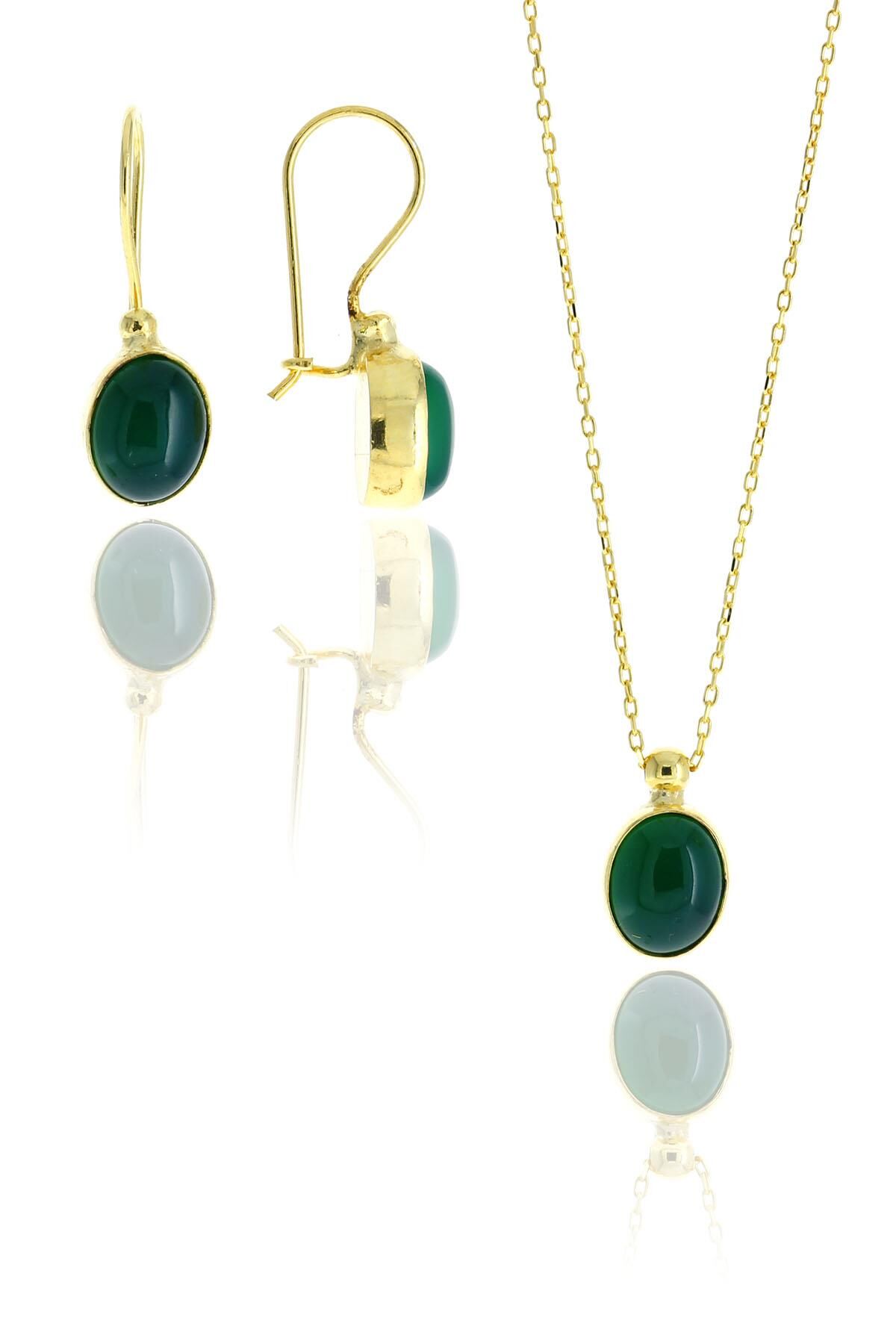 Yeşim Altın Yaldızlı Gümüş Tasarım Set 2118