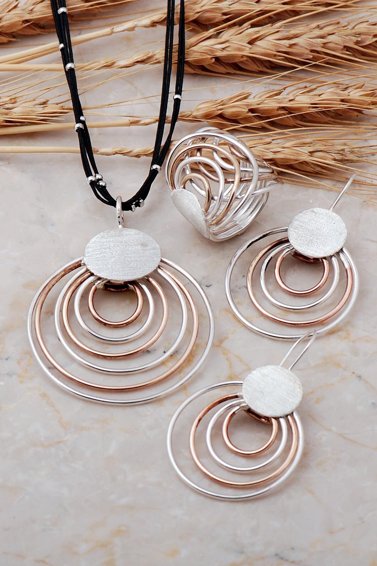 Çılgın Halkalar Rose Gümüş Tasarım Set 870