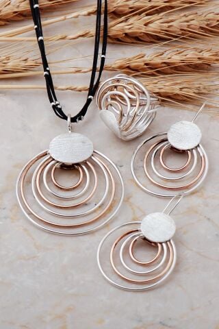 Çılgın Halkalar Rose Gümüş Tasarım Set 870