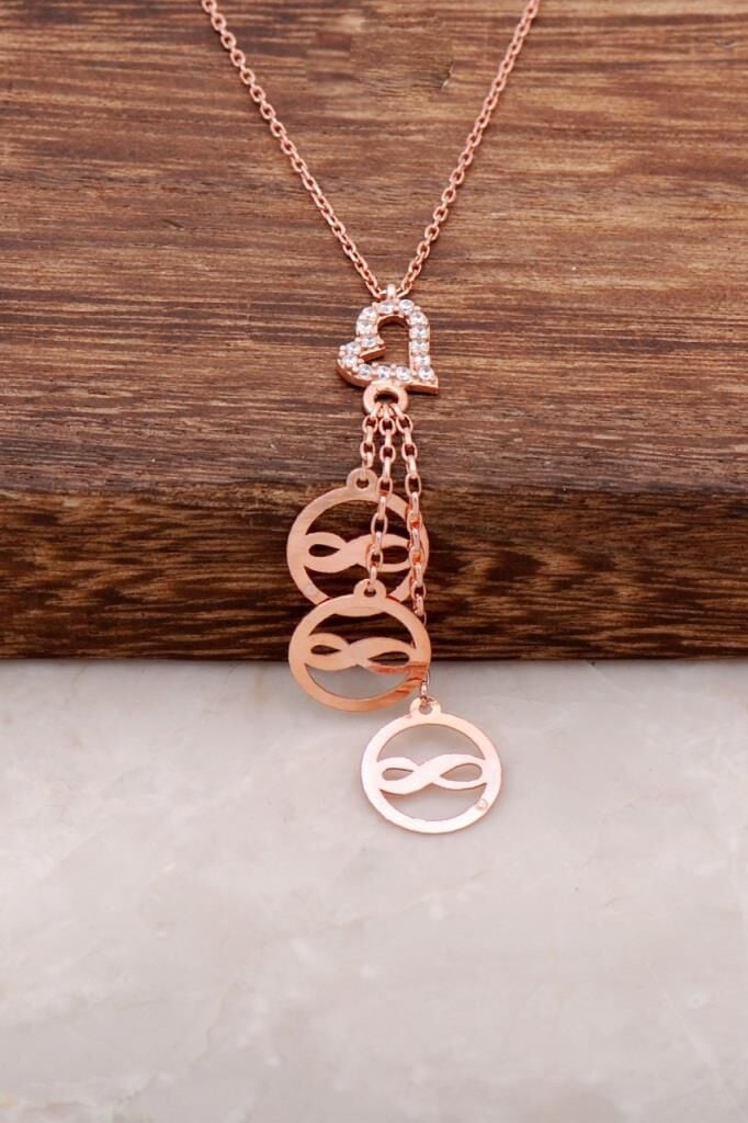 Kalpli Tasarım Rose Gümüş Kolye 1249