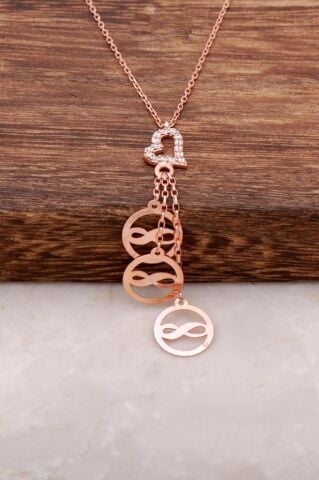 Kalpli Tasarım Rose Gümüş Kolye 1249