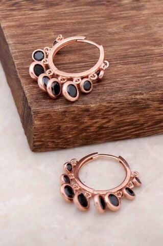 Rose Gümüş Shakira Safir Taşlı Halka Küpe 3905