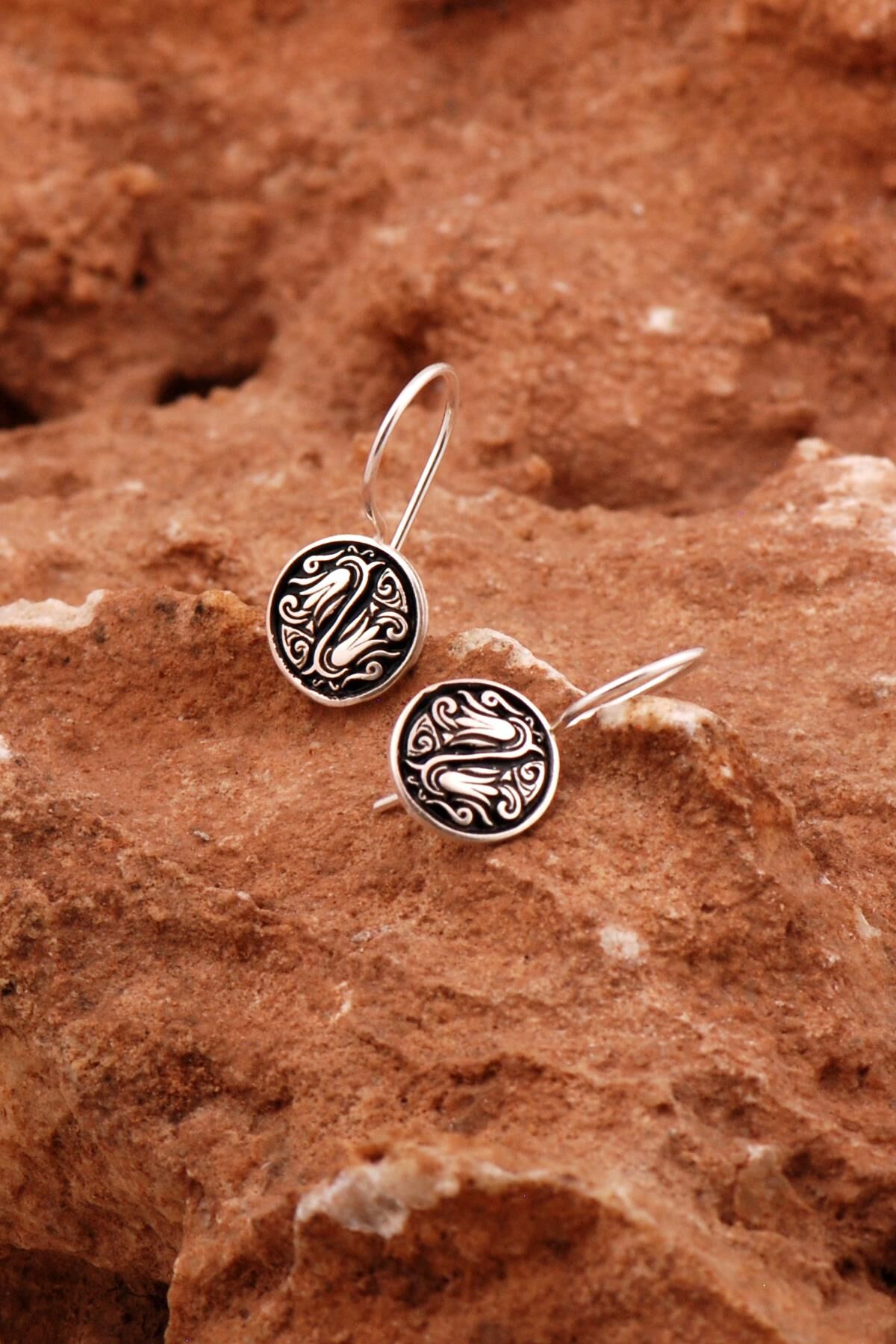 Laleli Mini Gümüş Küpe 6905