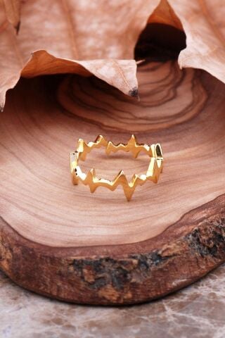 Kalbin Ritmi Altın Yaldızlı Gümüş Yüzük 2917