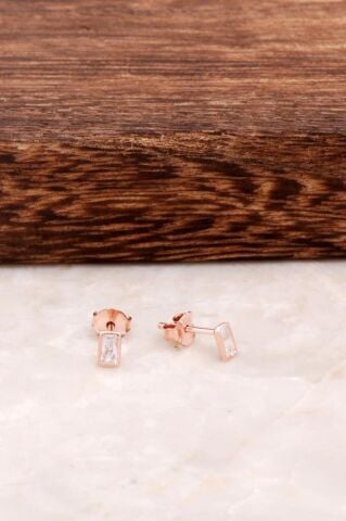 Baget Tasarım Rose Mini Gümüş Küpe 4585