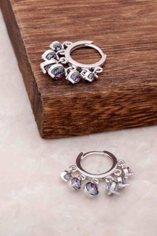 Mistik Topaz Taşlı Shakira Gümüş Küpe 3911