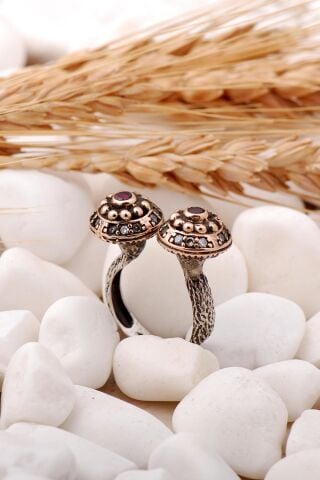 Çift Başlıklı Elişi Gümüş Yüzük 178