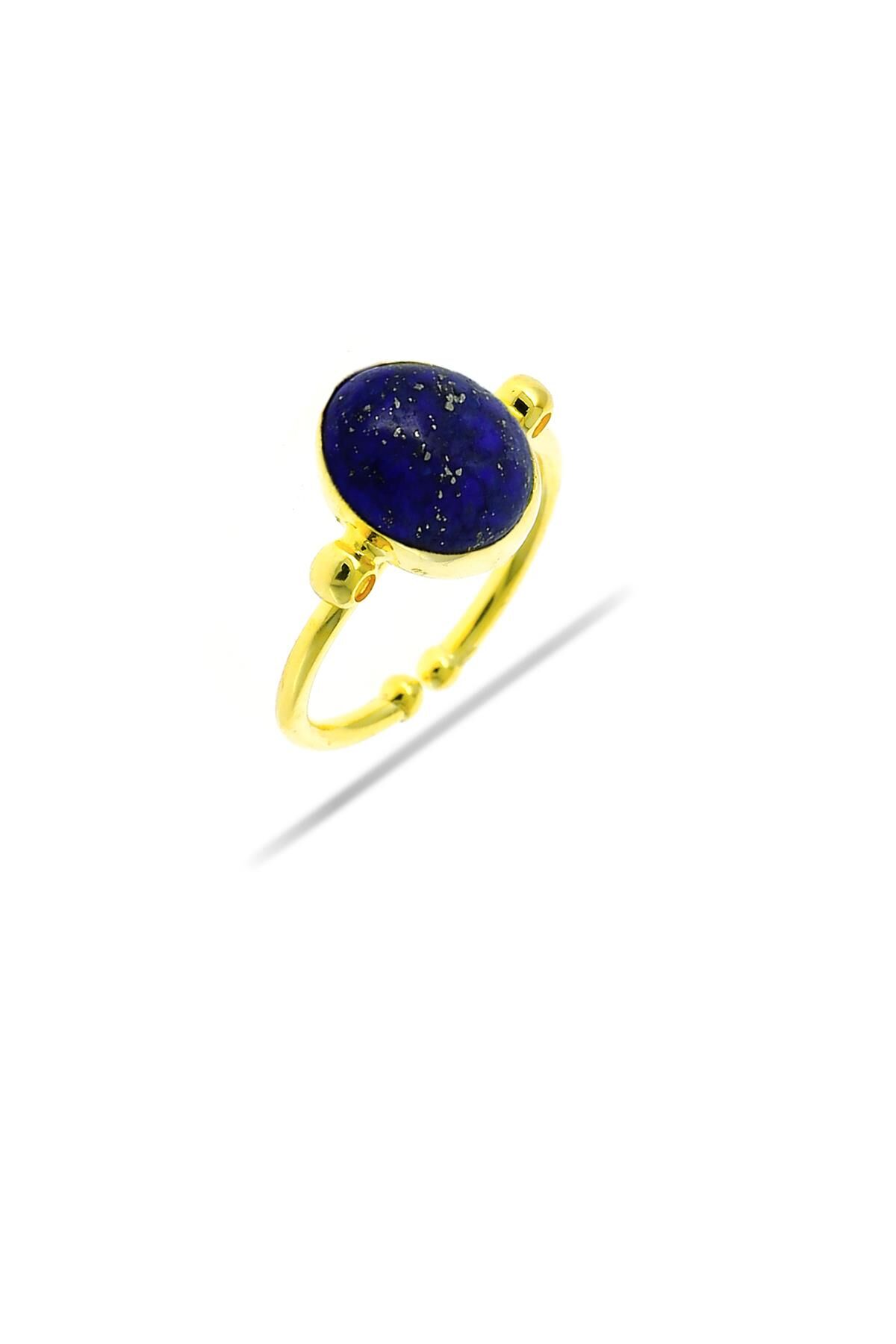 Lapis Lazuli Altın Yaldızlı Gümüş Elişi Yüzük 3076