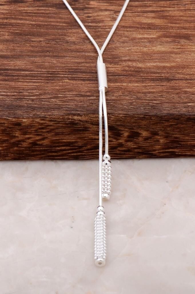 Trend Rodyumlu Gümüş Kolye 1253