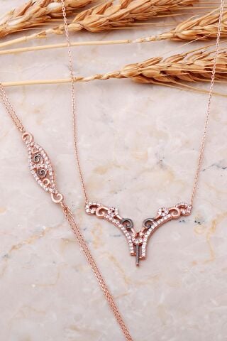 Tasarım Rose Gümüş Set 2527
