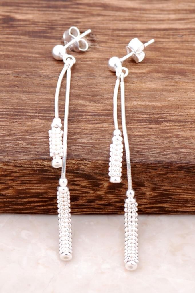 Trend Rodyumlu Gümüş Küpe 1274