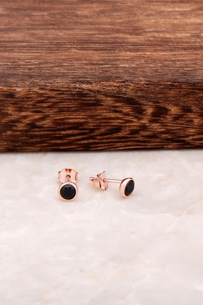 Rose Tasarım Mini Gümüş Küpe 4590