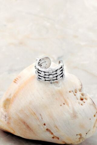 Taşlı Rodyumlu Gümüş Kıkırdak Küpe 5375