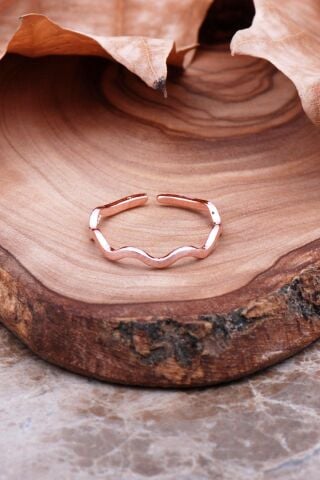 Dalga Tasarım Rose Gümüş Yüzük 2926