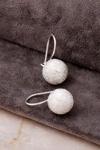 İşlemeli Gümüş Top Küpe 5758