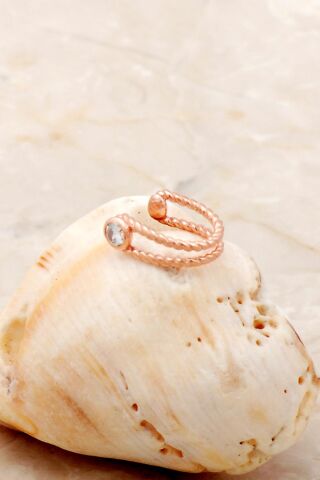 Tek Taş Rose Gümüş Kıkırdak Küpe 5379