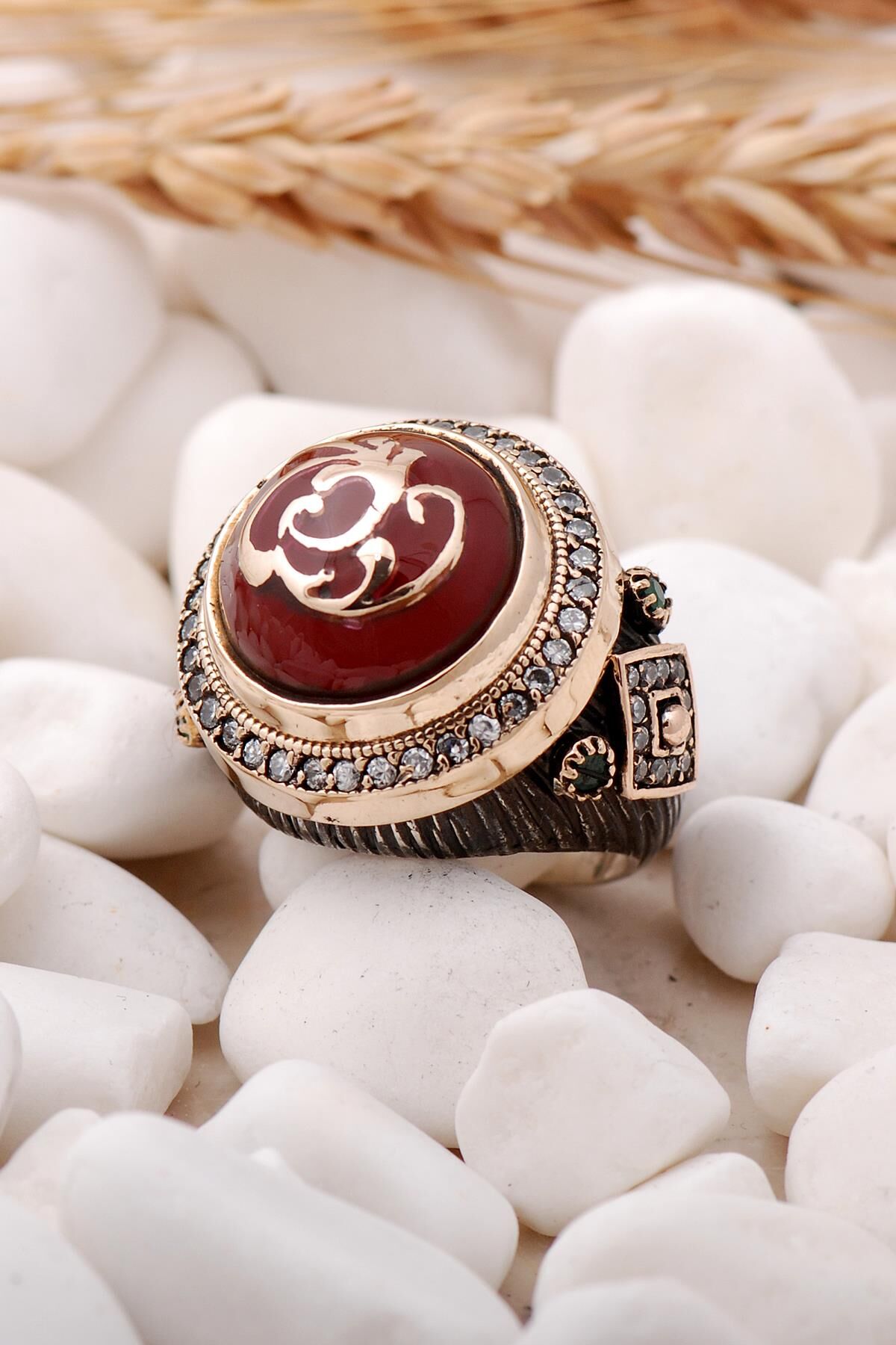 Sultan Serisi Akik Taşlı Elişi Tasarım Gümüş Yüzük 193