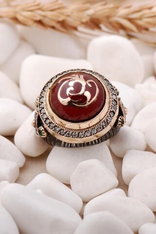 Sultan Serisi Akik Taşlı Elişi Tasarım Gümüş Yüzük 193