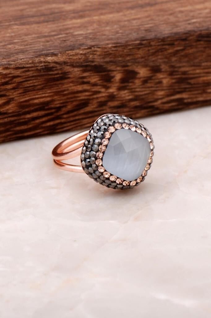 Sedef Taşlı Rose Gümüş Tasarım Yüzük 2700