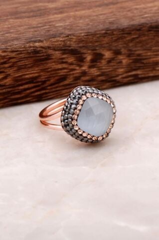 Sedef Taşlı Rose Gümüş Tasarım Yüzük 2700