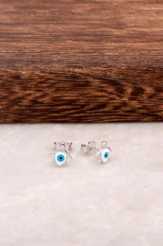 Kaplumbağa Tasarım Mineli Gümüş Küpe 4598