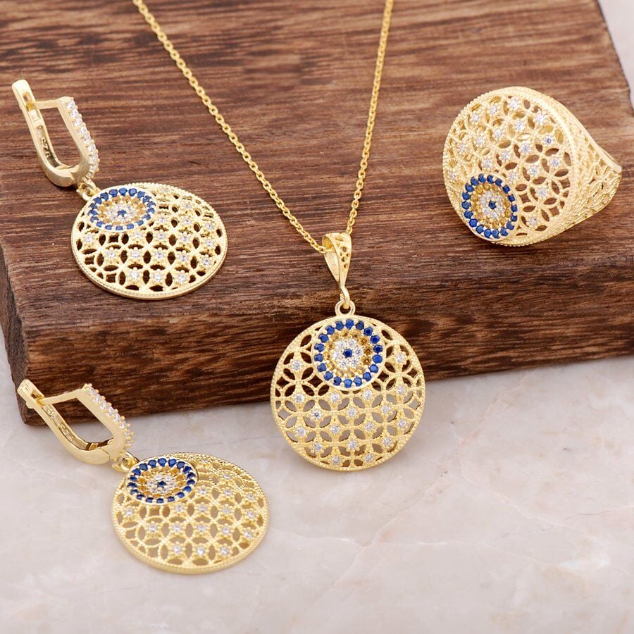 Altın Yaldızlı Telkari İşlemeli Gümüş Tasarım Set 1920