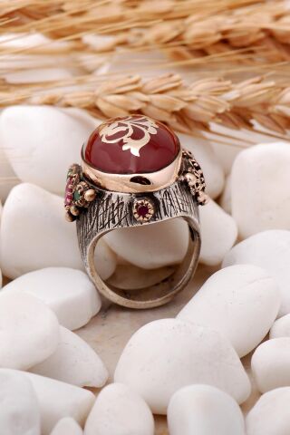 Sultan Serisi Akik Taşlı Elişi Gümüş Yüzük 197